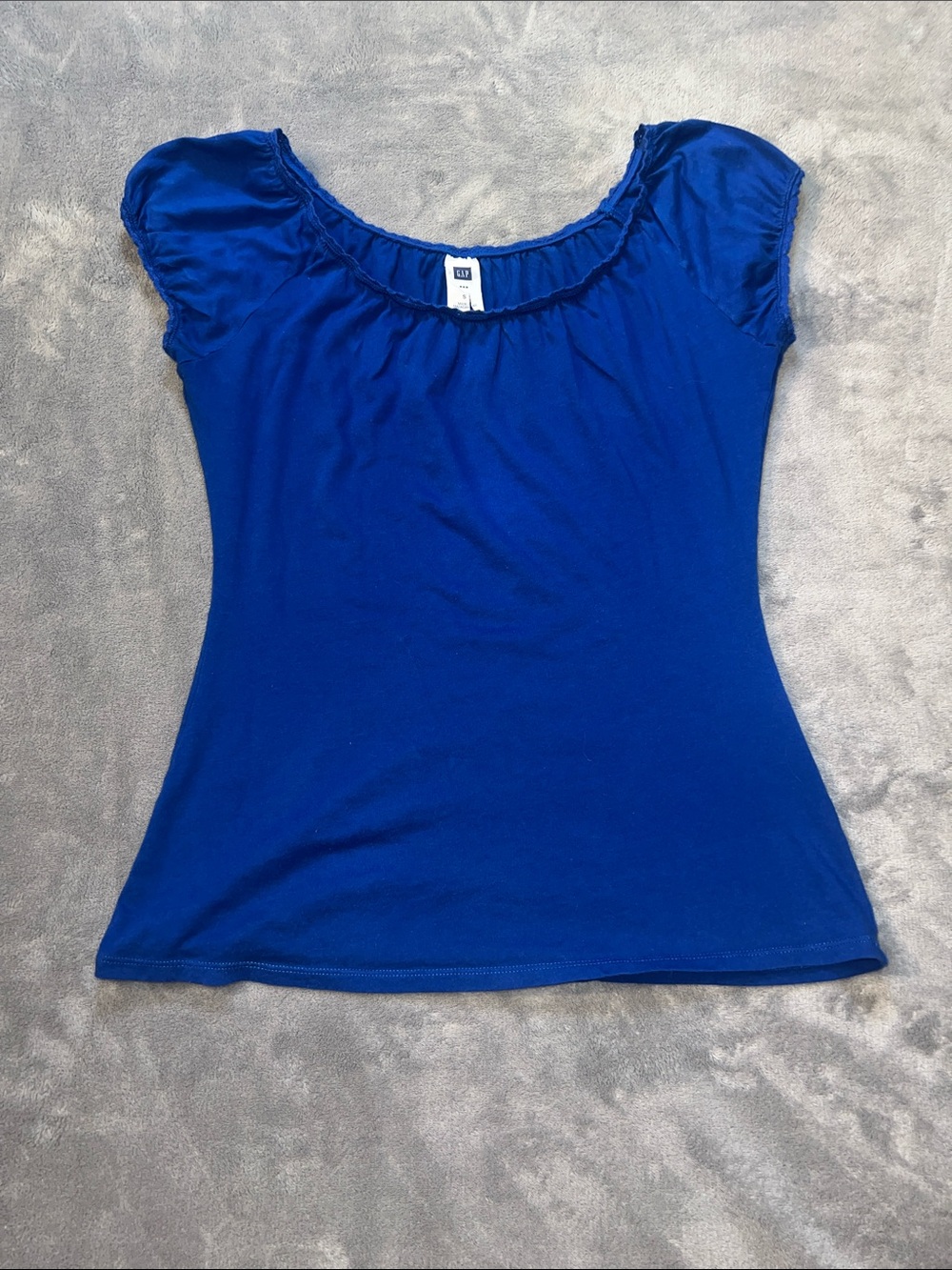 GAP Women's Cobalt Blue Scoop Neck Short Sleeve Tee